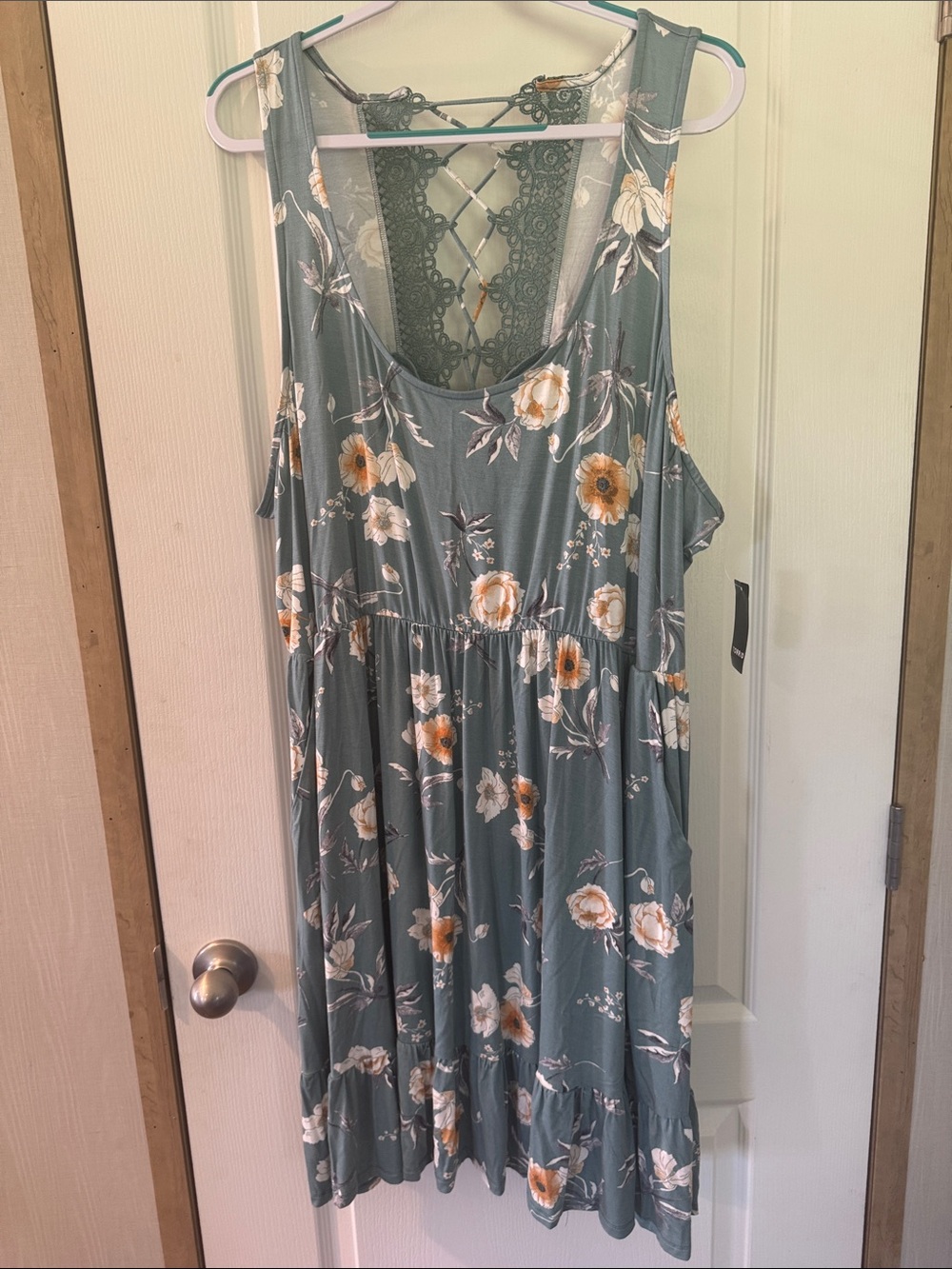 torrid Sage Green Floral Lace-Back Mini Dress